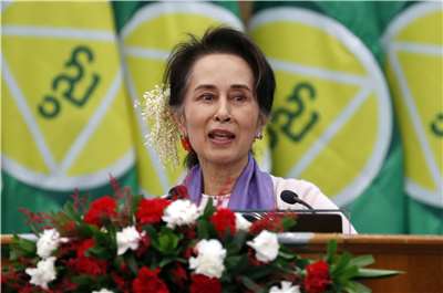 緬甸前領袖翁山蘇姬(Aung San Suu Kyi)19日軟禁中過81歲生日。(檔案照)