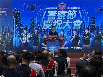 賴清德總統今天(11日)出席「2026年警察節慶祝大會」並致詞。(趙婉淳 攝)