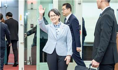 副總統蕭美琴6日中午率團啟程前往友邦帛琉共和國進行國是訪問。(圖：總統府)