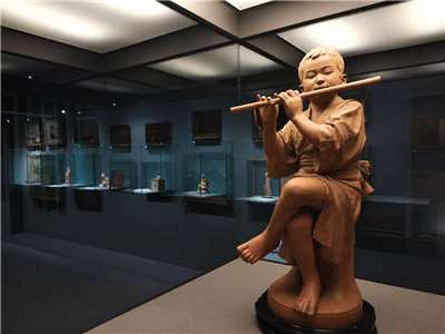 荒川嶺雲〈笛吹童子(清涼)〉(1908)。(師大美術館提供)