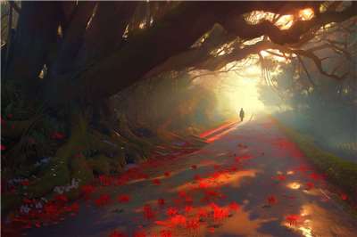 AI生成之離別花路。
