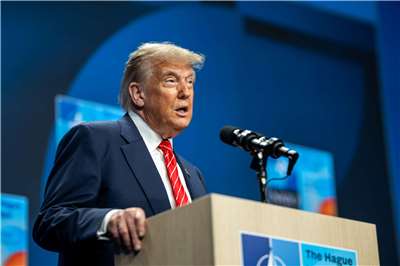圖為美國總統川普2025年6月出席北約峰會。 (圖:X@WhiteHouse)