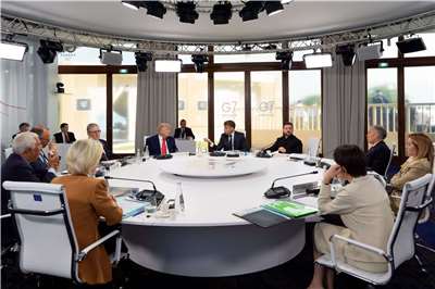 烏克蘭總統澤倫斯基(Volodymyr Zelenskyy)也參與G7領袖會議。 (圖:X@G7)