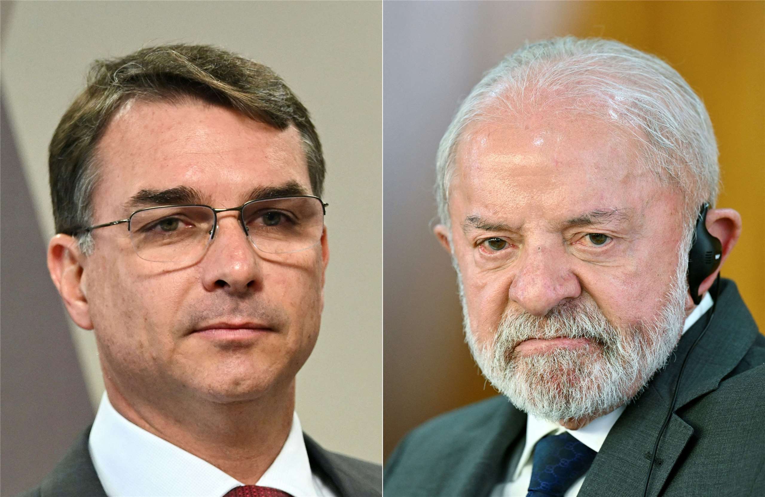 巴西現任左派總統魯拉(Luiz Inacio Lula da Silva,右)與右翼波索納洛之子、參議員佛拉維歐(Flavio Bolsonaro,左)將於10月大選中對決。 (AFP合成圖)