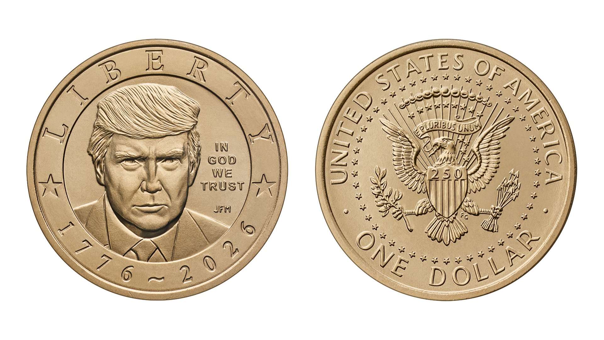 美國鑄幣局(U.S. Mint)將開始鑄造正面印有美國總統川普(Donald Trump)頭像的1美元硬幣。 (圖:X@SecScottBessent)