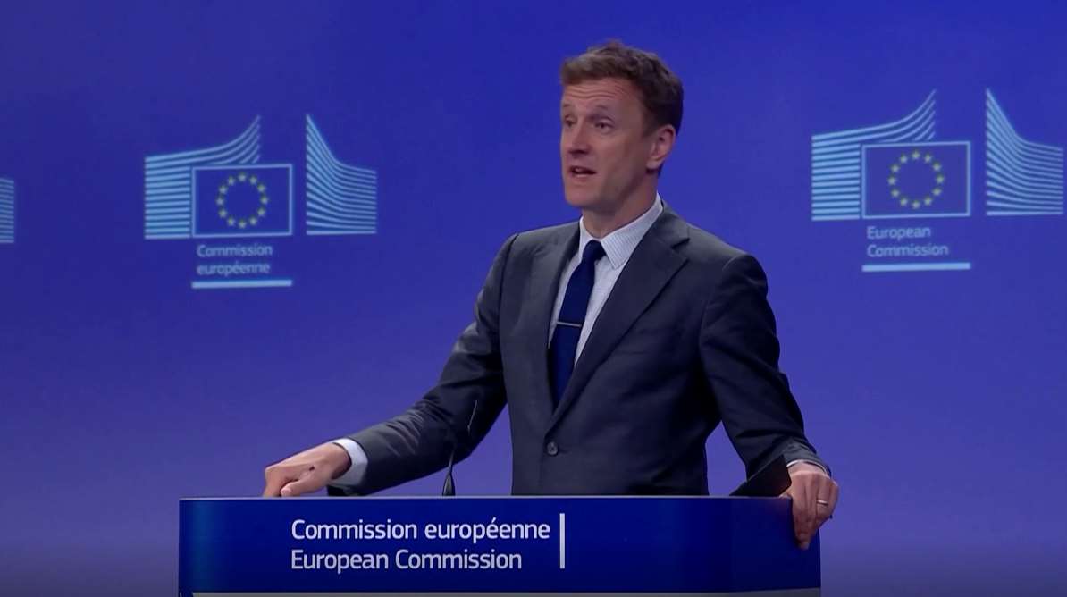 歐洲聯盟執行委員會(European Commission)發言人吉爾(Olof Gill)。(擷取自AFP)