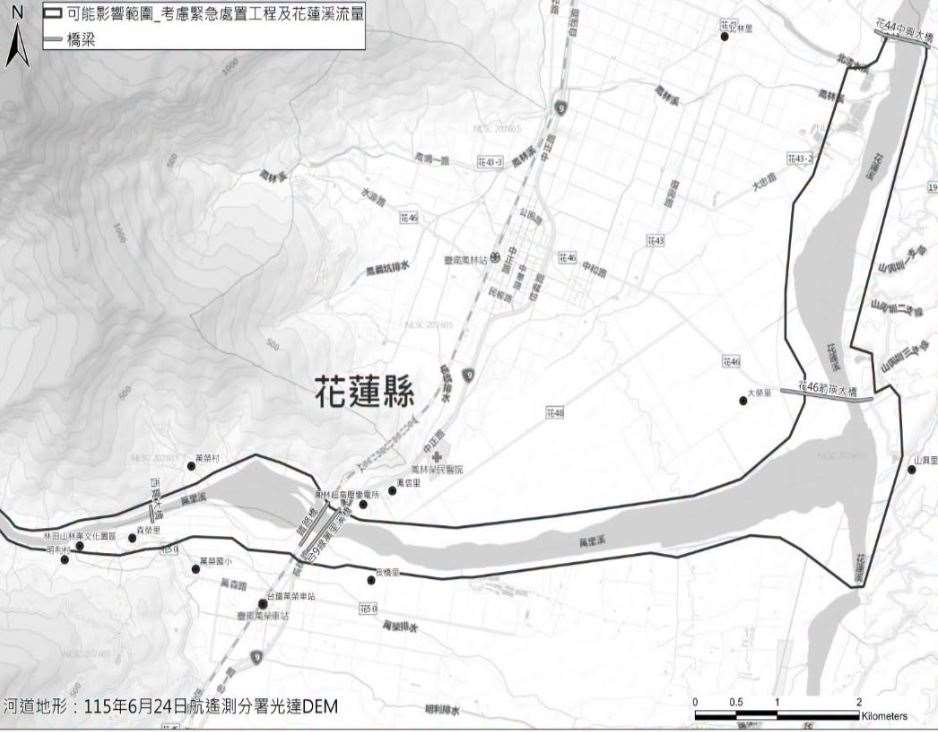 農業部林業及自然保育署花蓮分署10日上午7時發布萬里溪堰塞湖紅色警戒，下游警戒區萬榮鄉萬榮村、明利村，以及鳳林鎮森榮里、長橋里、山興里、鳳信里、大榮里與北林里等受影響區域9日已完成撤離。(圖:農業部林業及自然保育署花蓮分署臉書)
