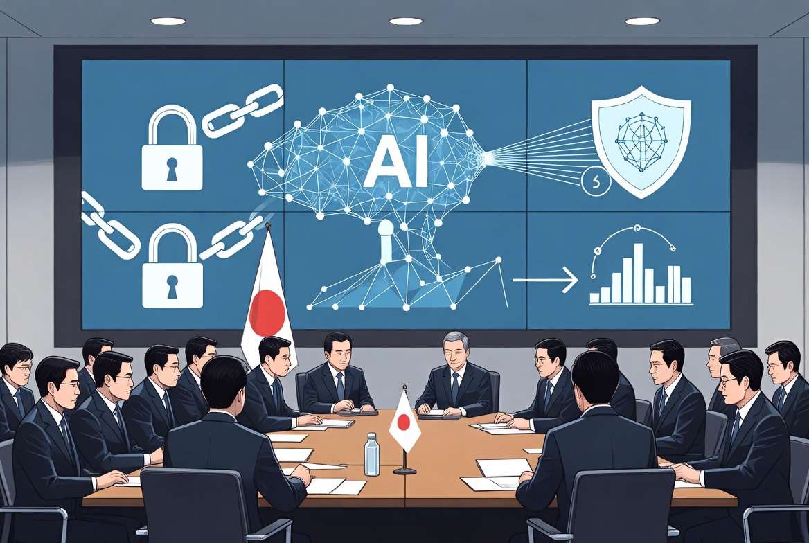 日本政府內閣會議14日修訂人工智慧國家戰略之中的AI基本計畫，關注高功能AI伴隨的風險增加，擬強化網路防禦與跨國共享資訊。(示意圖/AI生成)