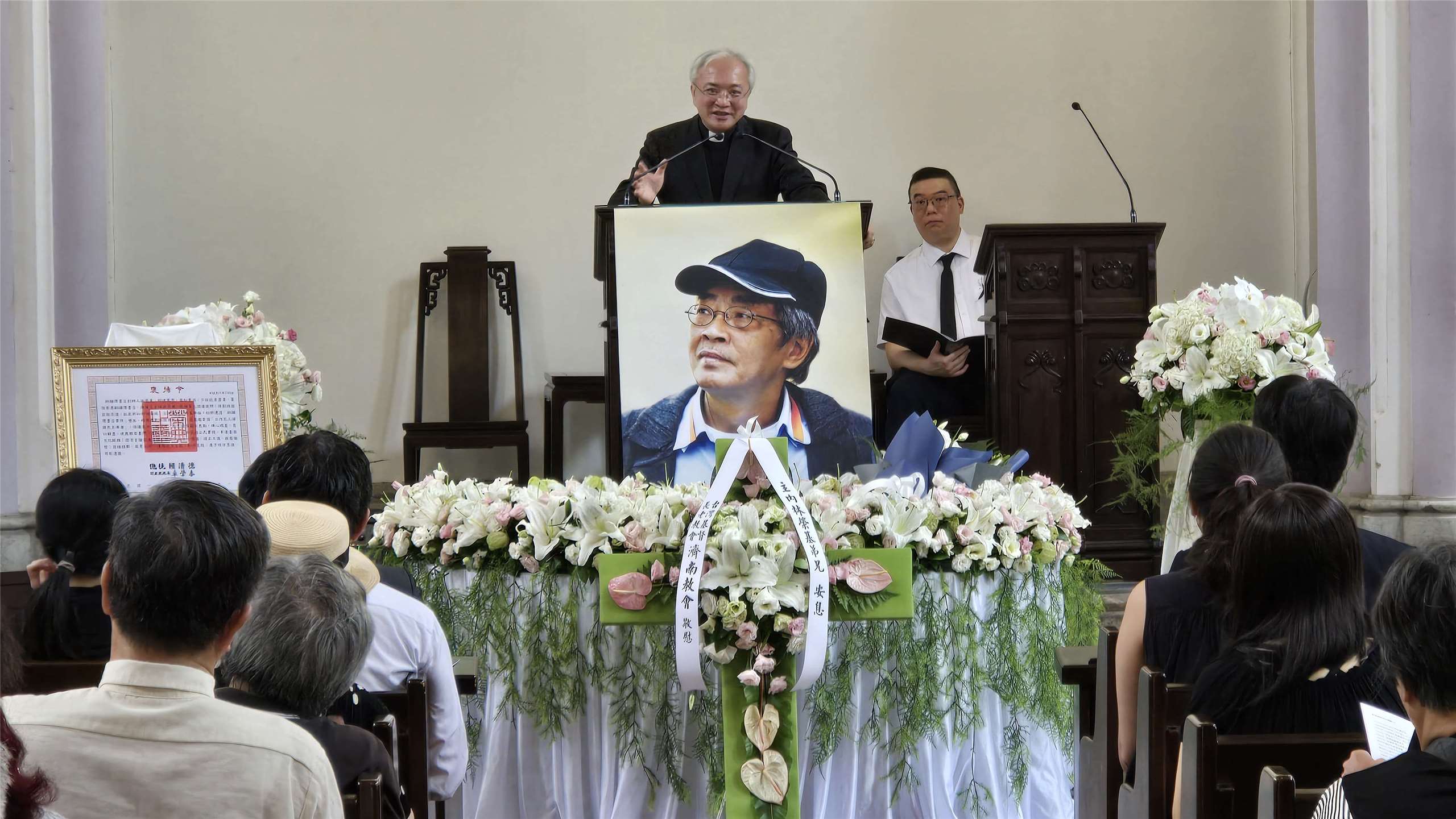 林榮基享壽70歲，告別禮拜在濟南教會舉行，由牧師黃春生主理。(陳國維 攝)