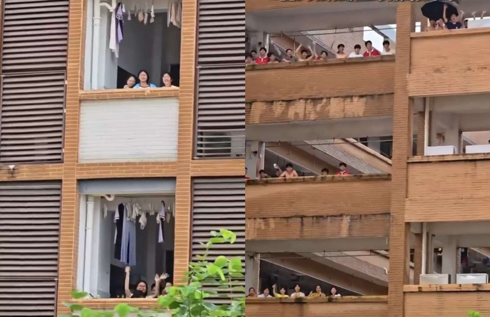 中國廣西橫州水庫決堤，導致下游的貴港市淹水情況嚴重，貴港高中大批住宿學生受困學校待援。(圖取自微博)