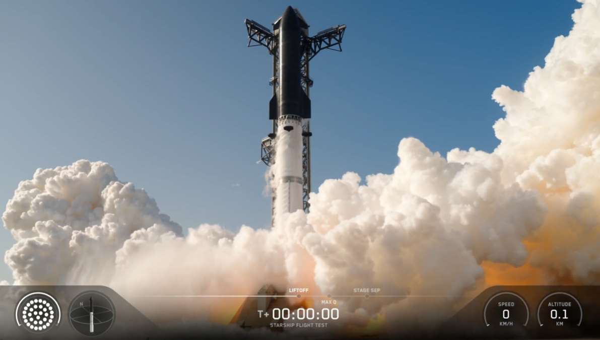 美國太空探索科技公司(SpaceX)的星艦(Starship)火箭24日從美國德州發射升空，展開SpaceX的第13次飛行測試。(X平台/@SpaceX)