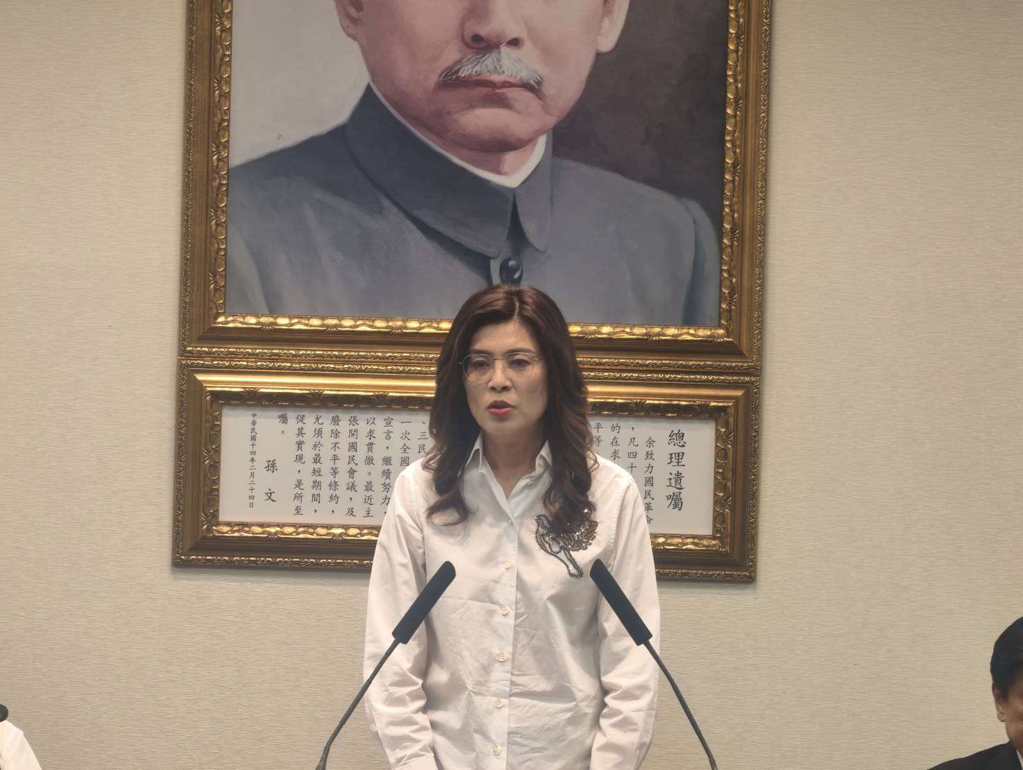 國民黨主席鄭麗文今天(1日)在中常會發表談話。（趙婉淳 攝）