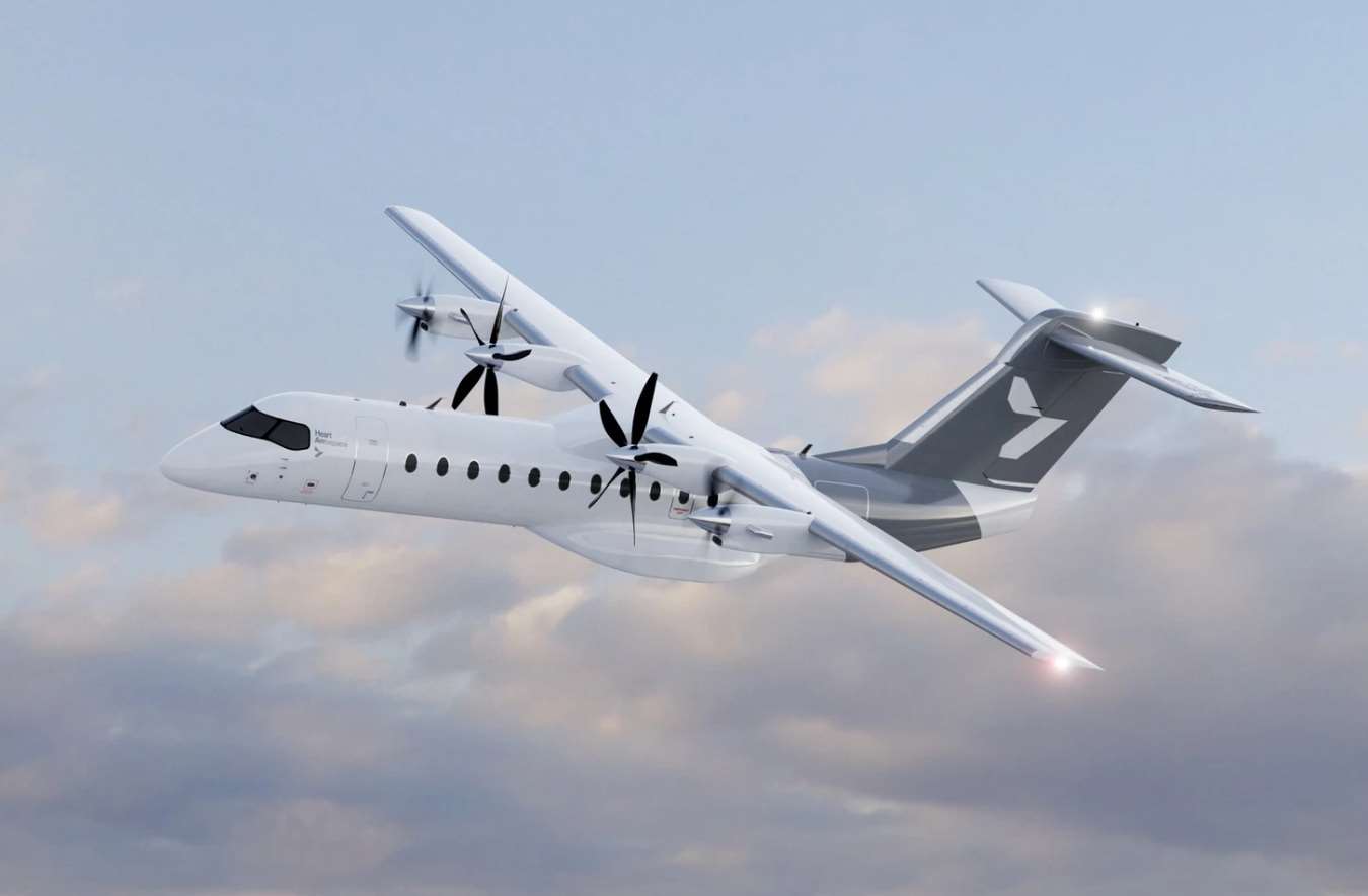 冰島航空布局綠能機隊，已簽署5架油電混合動力客機ES-30採購意向書。圖為哈德航太研發的30人座油電混合客機ES-30示意圖。(圖翻攝哈德航太官網)
