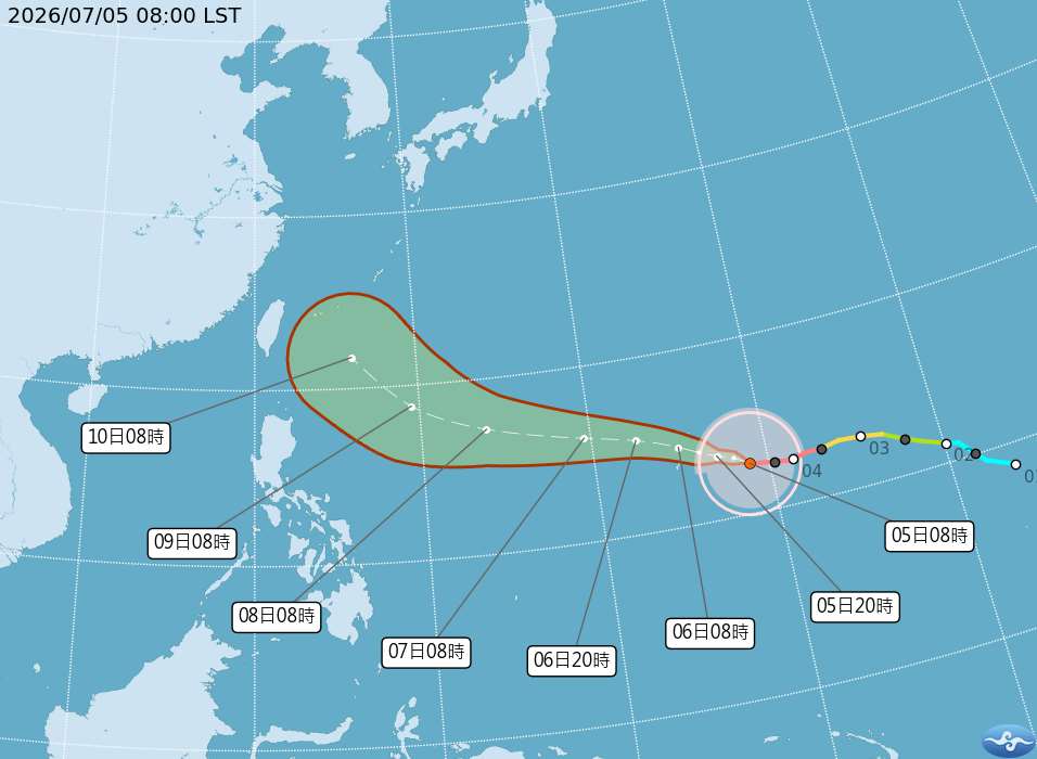 中央氣象署指出，颱風巴威路徑仍有不確定性。 (圖:中央氣象署)