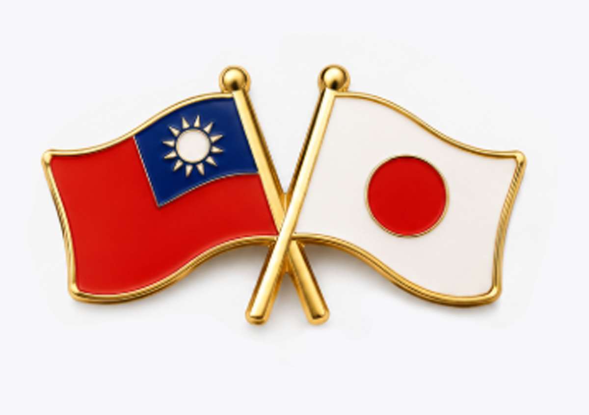 台日雙國旗友好徽章，是日本國會議員訪台或出席台日交流活動時常佩戴的象徵。平時公開佩戴此徽章的議員並不多，北村是少數代表人物之一。徽章示意圖。(AI生成圖)