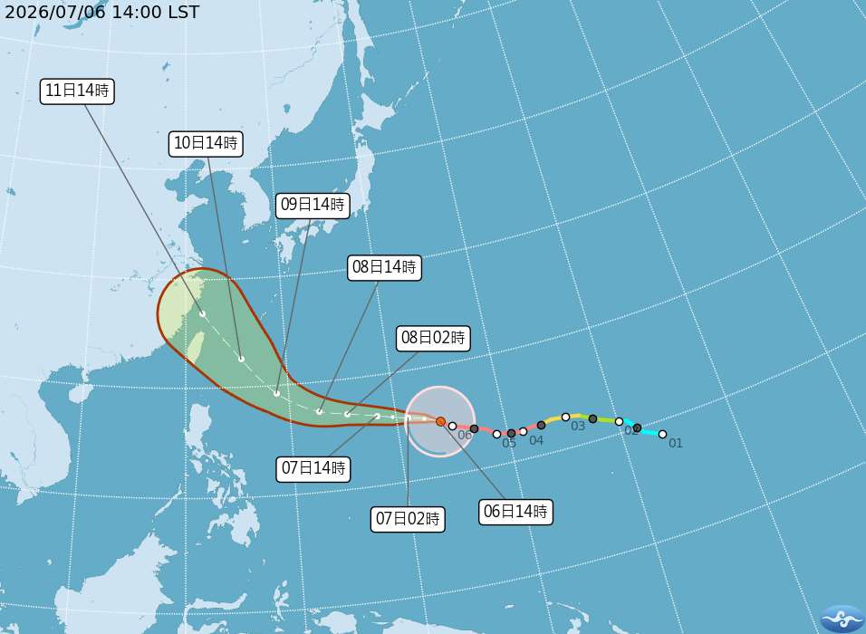 颱風巴威逐漸接近，根據中央氣象署最新預報，10日至11日為影響最明顯期間。(圖：氣象署)
