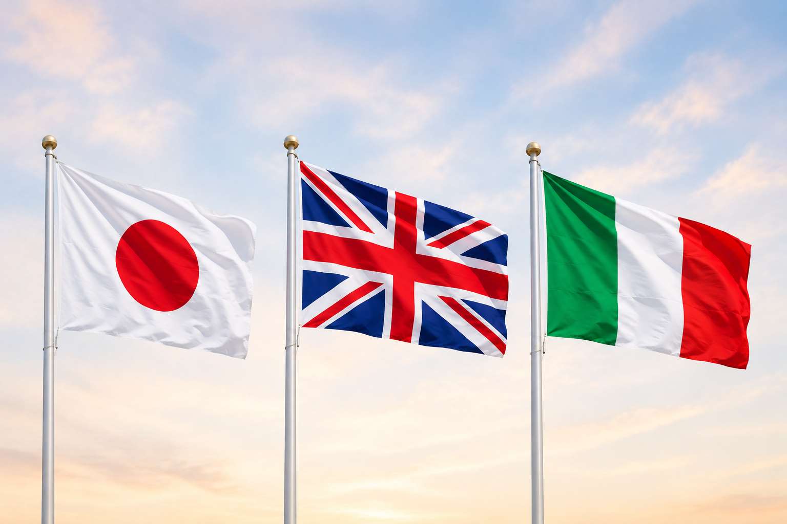 英國國防部宣布，與日本、義大利3日簽署總金額46億英鎊合約，投入共同開發生產第6代戰機的「全球空中作戰計畫」（GCAP）。(圖:AI生成)