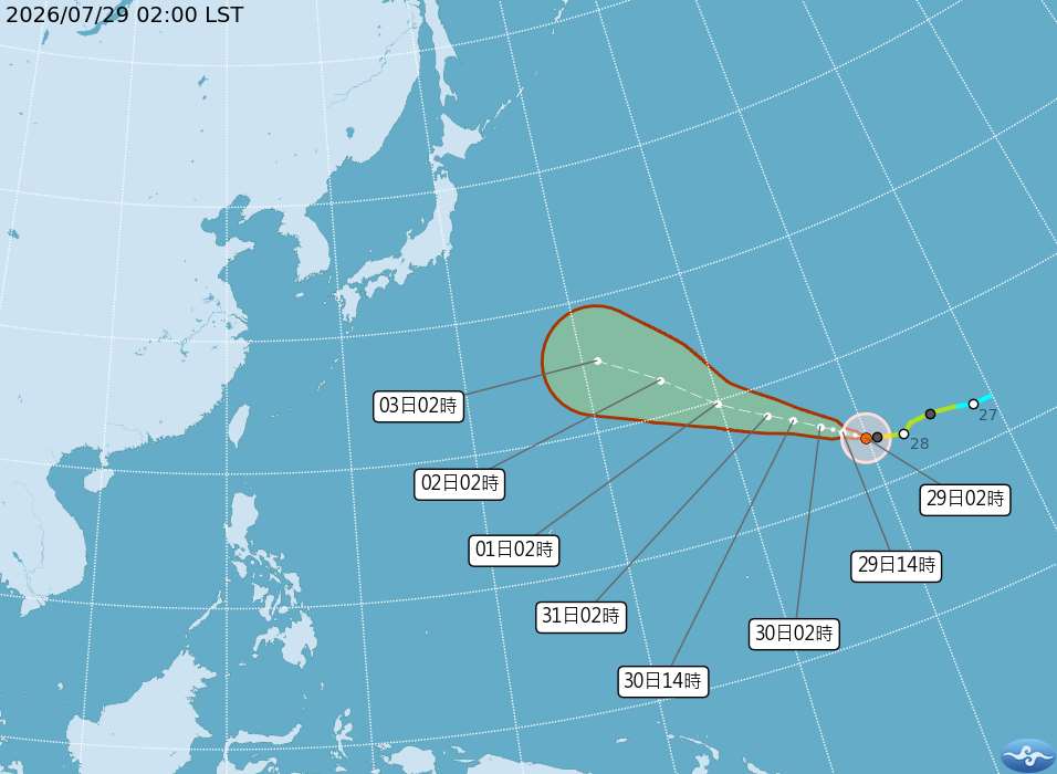 颱風白海豚預估路徑圖。 (中央氣象署)
