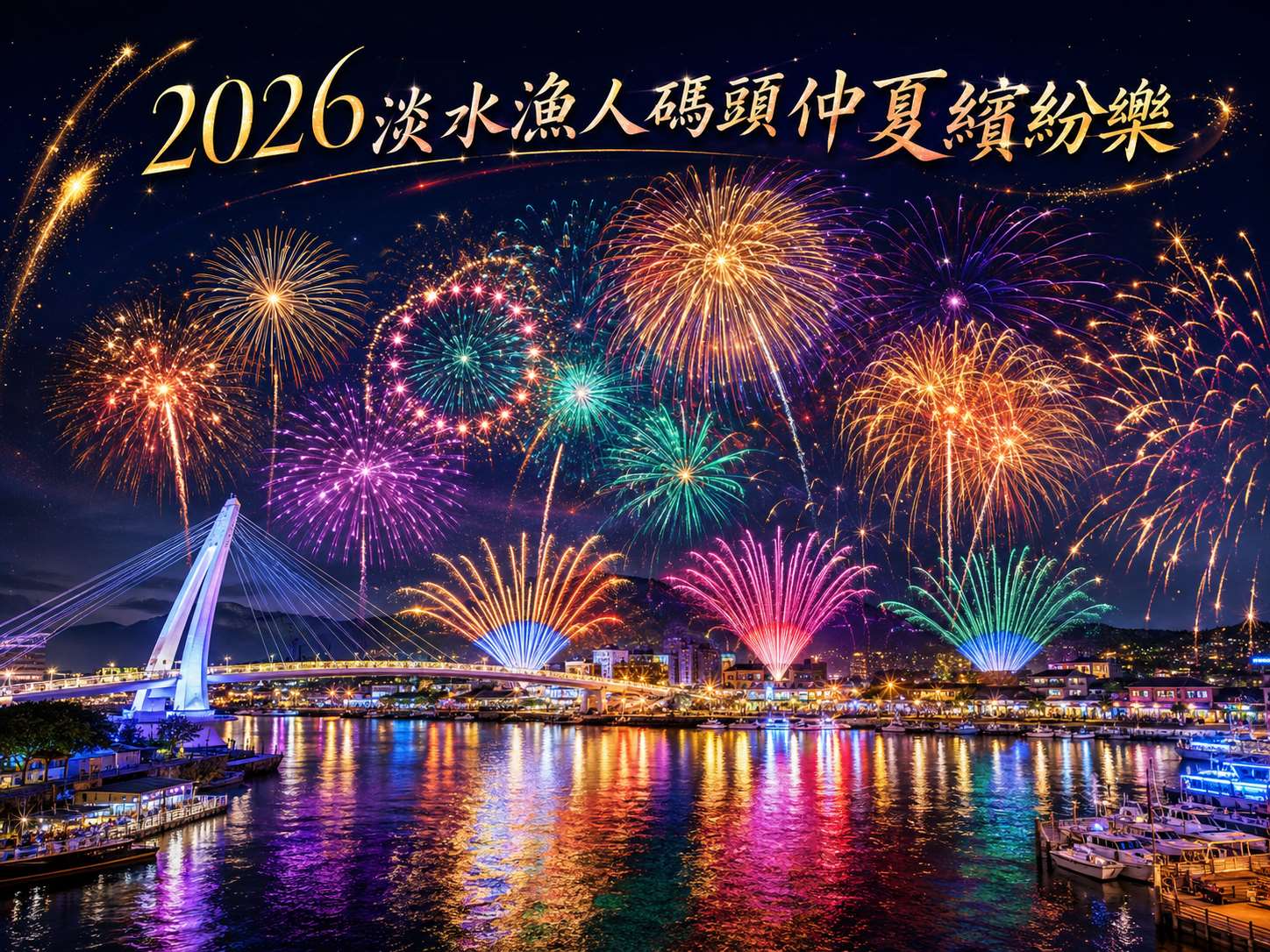 繽紛煙火點亮淡水夜空，也照亮仲夏最浪漫的港灣。
