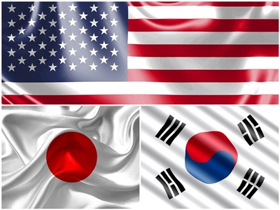 南韓、美國及日本外交首長22日在馬尼拉進行三方會談，會後重申朝鮮半島無核化原則並將強化美日韓三邊合作，同時強調維護台灣海峽和平穩定的重要性。 (合成圖)