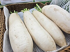 新北果菜運銷公司自行驗出一批農藥超標進口白蘿蔔，食藥署說明，整批貨品拍賣前全數攔截，後續將銷毀，絕無進入拍賣市場，不會流入市售通路。圖為白蘿蔔示意圖，非問題產品。