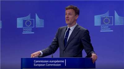 歐洲聯盟執行委員會(European Commission)發言人吉爾(Olof Gill)。(擷取自AFP)