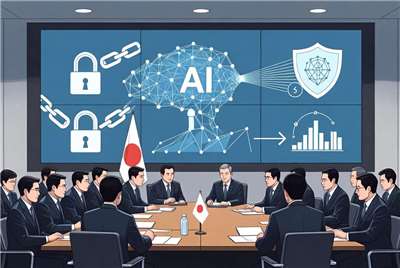 日本政府內閣會議14日修訂人工智慧國家戰略之中的AI基本計畫，關注高功能AI伴隨的風險增加，擬強化網路防禦與跨國共享資訊。(示意圖/AI生成)