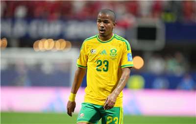 南非足球員傑登·亞當斯（Jayden Adams）在2026FIFA世界盃比賽，南非對上捷克時曾上場。(AFP)