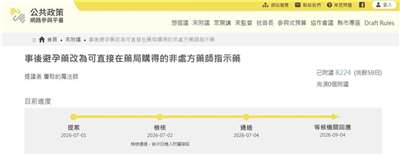 食藥署預告事後避孕藥等3款處方用藥納入追蹤或追溯系統，掀起反彈聲浪。網友在公共政策網路參與平台發起連署，要求改列為可直接在藥局購得的指示藥。（圖：公共政策網路參與平台）