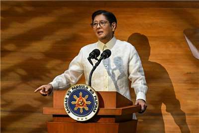 菲律賓總統小馬可仕(Ferdinand Marcos Jr.)今天(27日)發表國情咨文。(AFP)