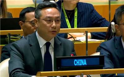 中國常駐聯合國副代表孫磊呼籲相關各方維護、落實美伊諒解備忘錄成果。(翻攝X@Chinamission2un)
