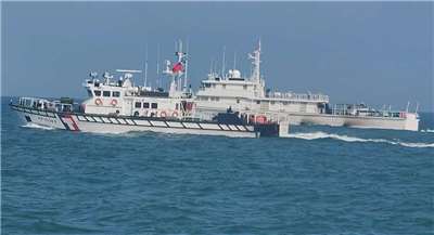 海巡署金馬澎分署指出，第十二巡防區今天下午3時許偵獲中國海警船編隊4船接近金門限制水域。(圖 : 海巡署)