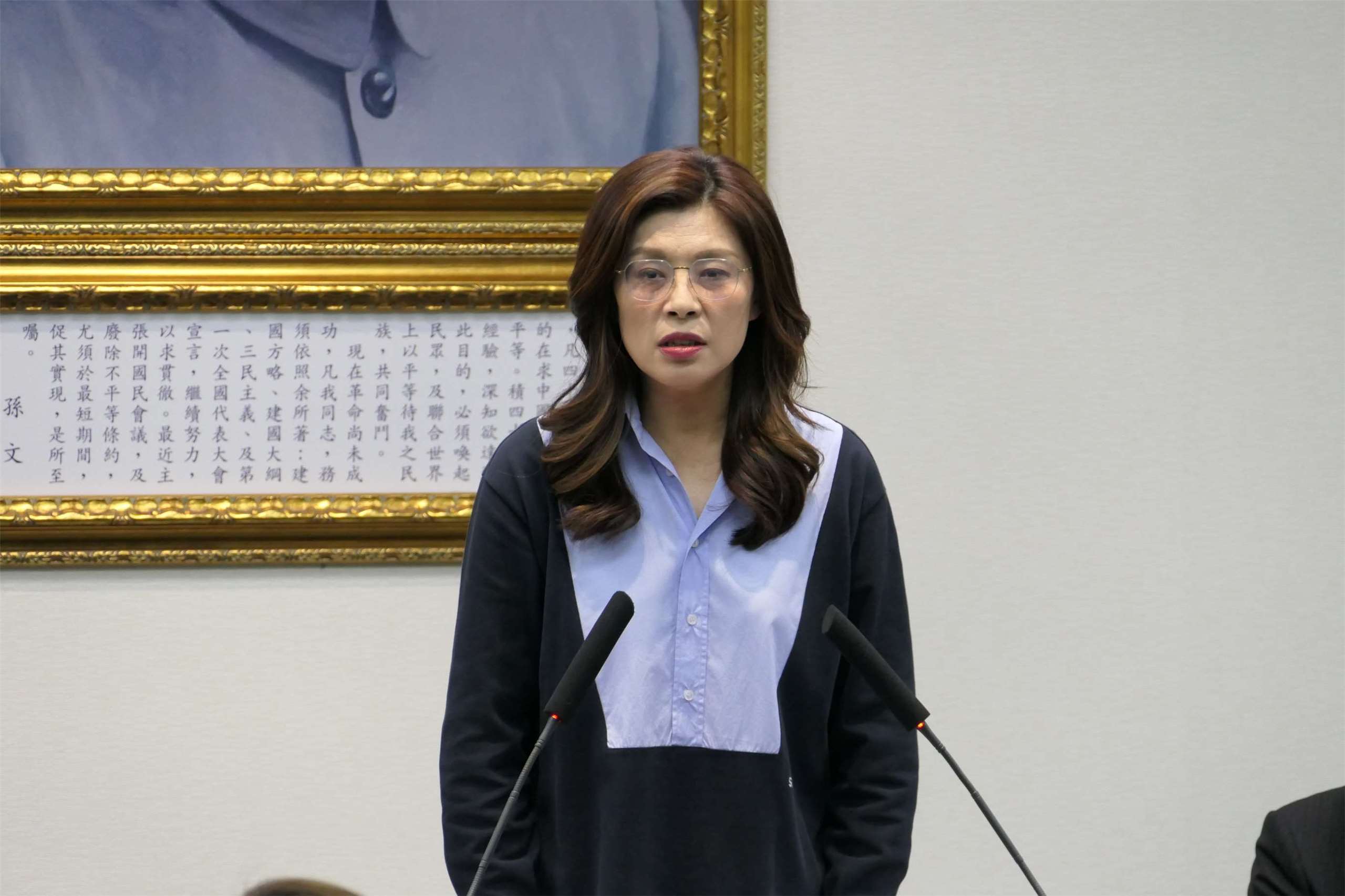 國民黨主席鄭麗文26日在中常會發表談話。（趙婉淳 攝）