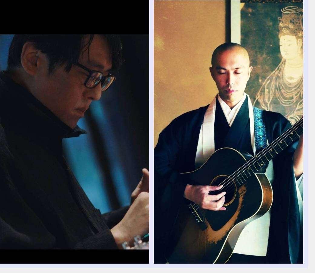 第37屆傳藝金曲獎，邀請藥師寺寬邦(右)擔任開場演出嘉賓、林強(左)擔任整體典禮音樂設計，打造一場沉浸式藝術旅程。(三立電視台提供)