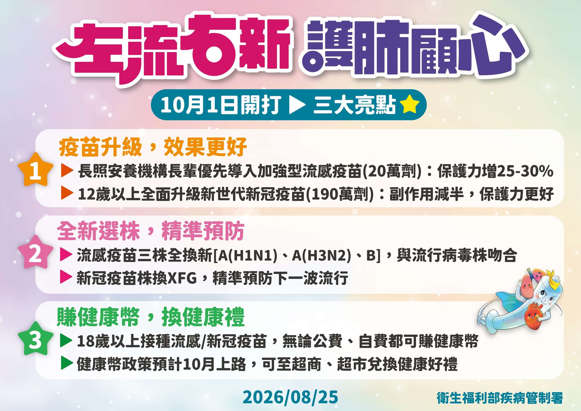 「左流右新」10/1開打，共有三大亮點。(疾管署提供)