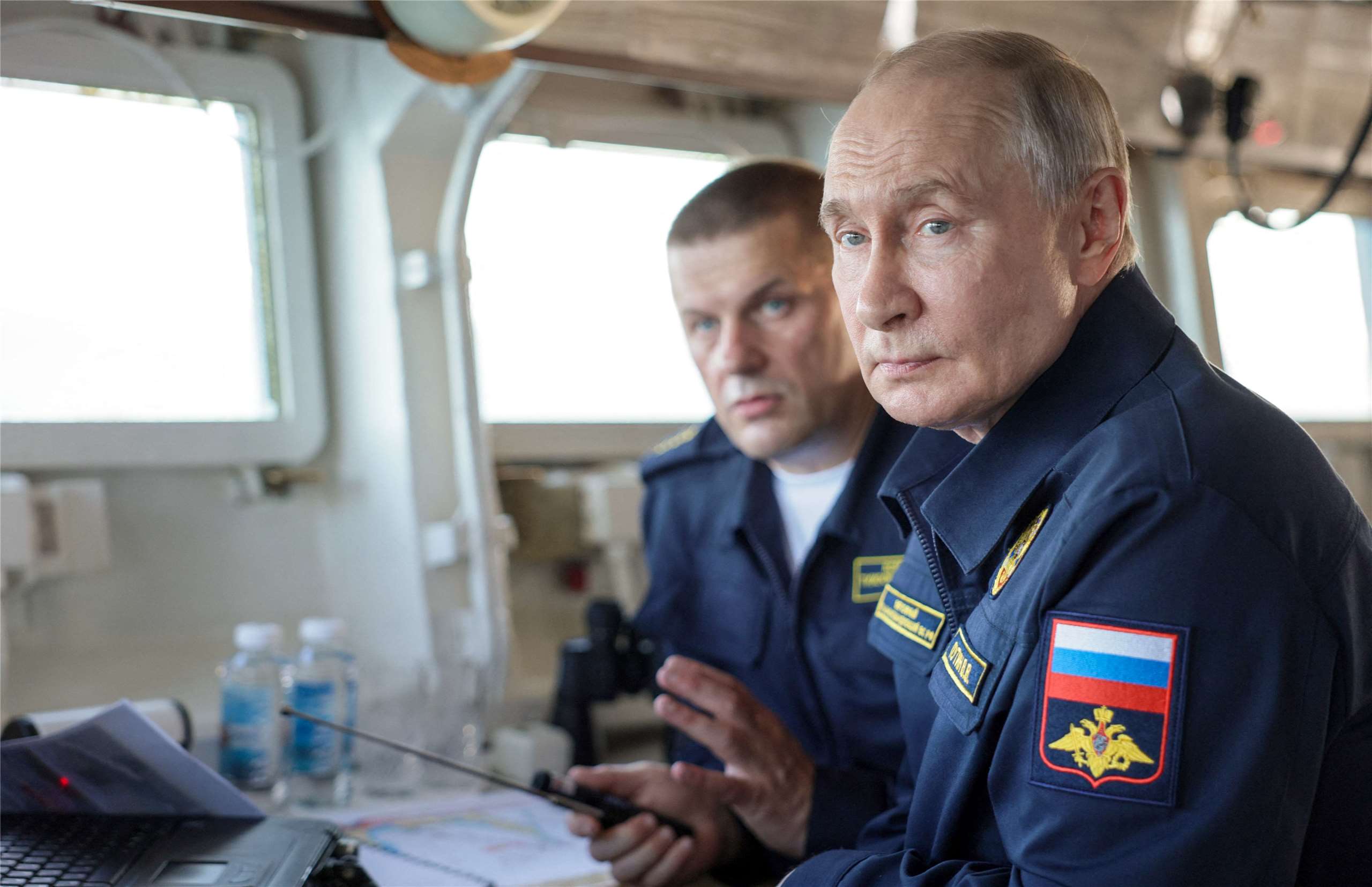 俄羅斯總統普丁(Vladimir Putin)視察太平洋艦隊軍事演習。