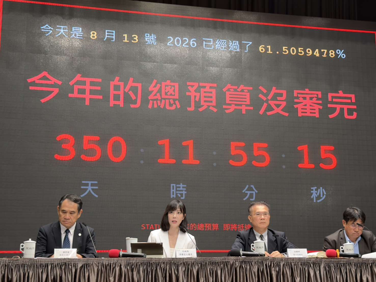 今年度(2026年)中央政府總預算案持續卡關立法院，行政院長卓榮泰13日呼籲，期盼行政、立法兩院共同捍衛憲政秩序，並加速完成預算審議。(鄭佑漢 攝)