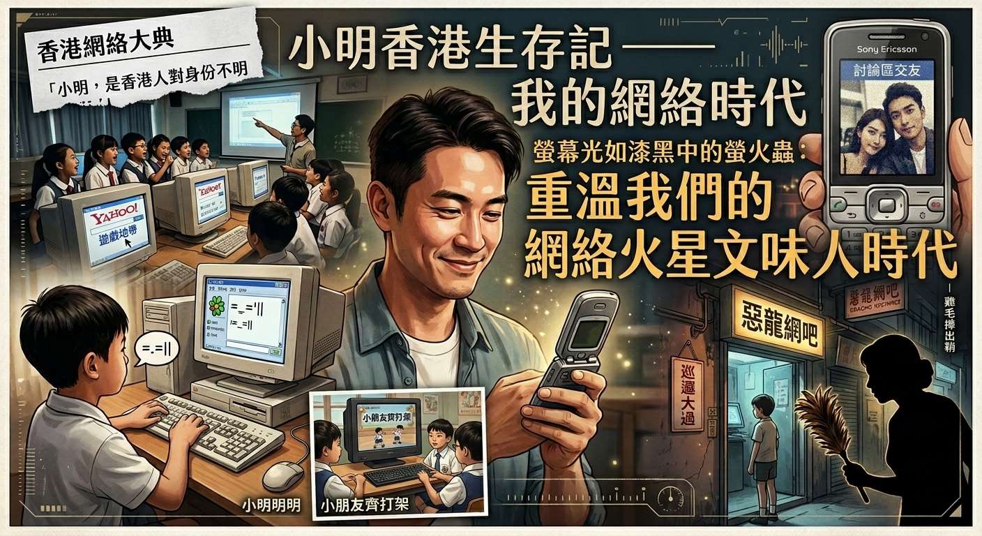 小明香港生存記 – 我的網絡時代(AI生成示意圖)