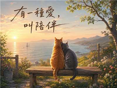 「有一種愛叫陪伴」夕陽、海風與花影之間，最溫柔的風景，就是彼此靜靜相伴。