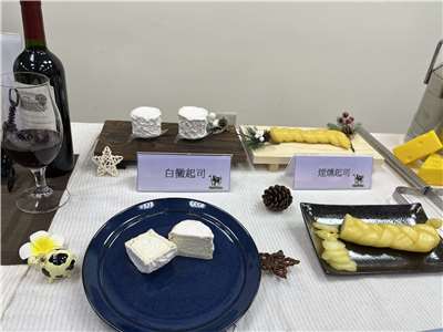 畜試所在發展藍圖的7大類起司中，目前已成功建立高達、白黴、奶油及拉伸型起司等4類起司的基礎製程。(圖/陳林幸虹 攝)