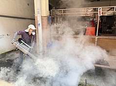 高雄市政府2日公布新增2例境外移入登革熱確定病例，個案為一對母女，2人前往越南探親返國後出現症狀就醫，採檢確診；防疫團隊針對個案住家環境噴藥。（高雄市衛生局提供）