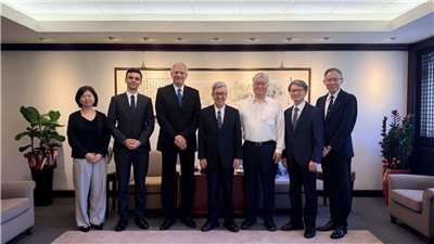 中央研究院院長陳建仁4日會晤德國在台協會處長狄嘉信(Karsten Tietz)及科技組組長金力安(Julian Goldmann)。(圖:中研院)