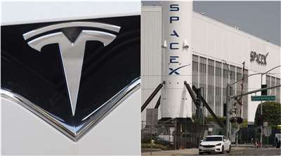 電動車大廠特斯拉(Tesla)(左)正與太空探索公司SpaceX(右)合作開發新的電動跑車。資料照片(AFP/央廣合成)
