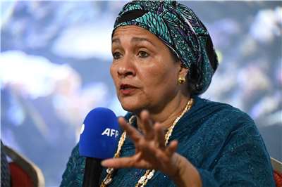 聯合國副秘書長穆罕默德(Amina Mohammed)31日在帛琉發布關於海平面上升的報告後舉行記者會。