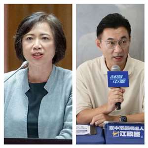 總統提到立法院及行政院遷台中，民進黨、國民黨台中市長參選人何欣純(左)及江啟臣(右)都表支持，但強調須社會共同討論及共識。資料合成照。(何欣純臉書、江啟臣辦公室提供)
