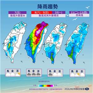 降雨趨勢圖。(圖 : 中央氣象署)