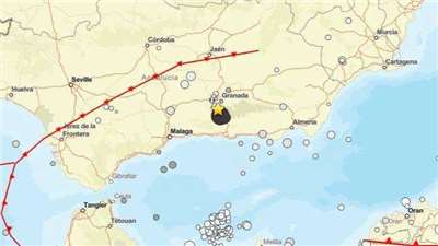 西班牙南部城市格拉納達(Granada)15日凌晨發生規模5地震。(USGS官網)