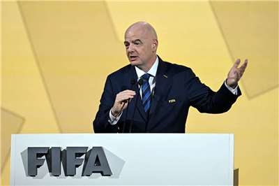 英國媒體報導，國際足球總會(FIFA)主席英凡提諾5日將在摩洛哥與FIFA高層召開一場緊急會議。資料照。