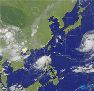 中度颱風白海豚4日凌晨2時的中心位置約在台北東方2280公里之海面上，以每小時19公里速度，向西進行。(圖:交通部中央氣象署)