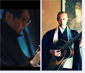 第37屆傳藝金曲獎，邀請藥師寺寬邦(右)擔任開場演出嘉賓、林強(左)擔任整體典禮音樂設計，打造一場沉浸式藝術旅程。(三立電視台提供)